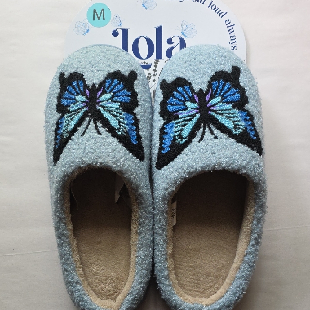 Blue Butterfly Slippers NWT